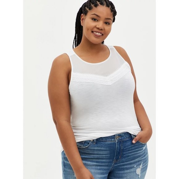 Torrid SZ 3 NWT MESH YOKE TANK - SUPER SOFT WHITE - Picture 1 of 6